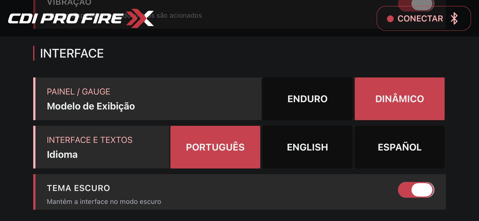 Personalização e idioma