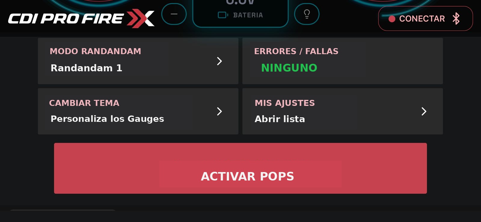 Activación de pops y menús