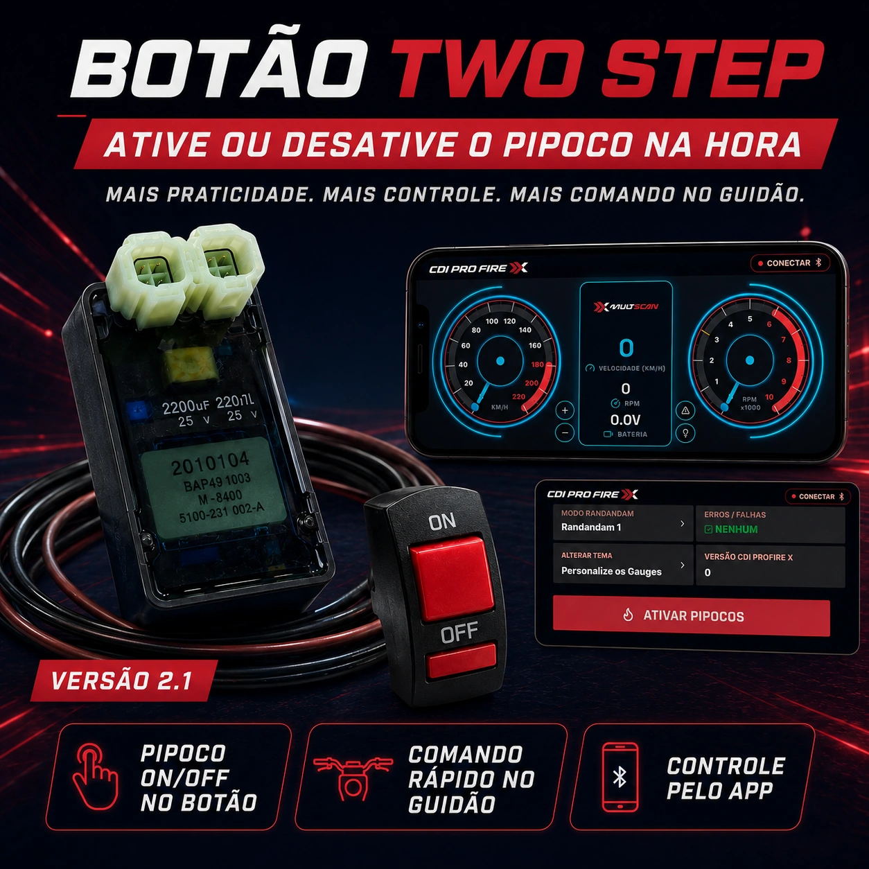 Anúncio CDI PROFIRE X 2.1 com botão Two Step
